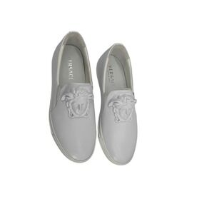 Versace Medusa Slip-On‎ Sneakers White Leather Made in Italy Size 39